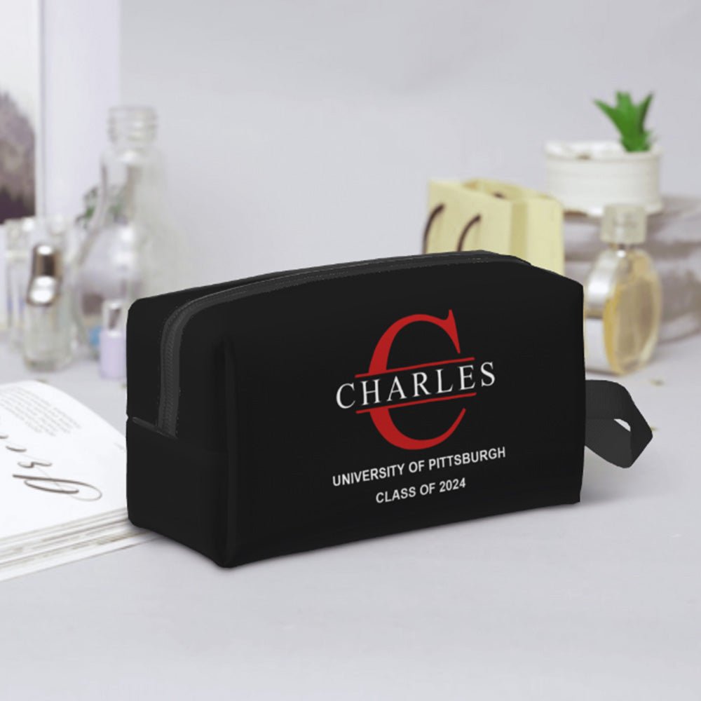 Personalized Initials & Custom Text Toiletry Bag - Back to School Gift - DiyGiftly