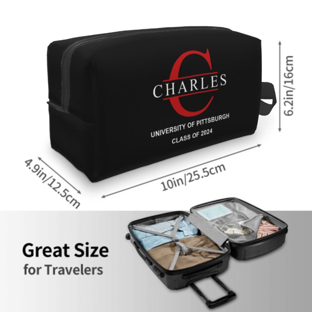 Personalized Initials & Custom Text Toiletry Bag - Back to School Gift - DiyGiftly