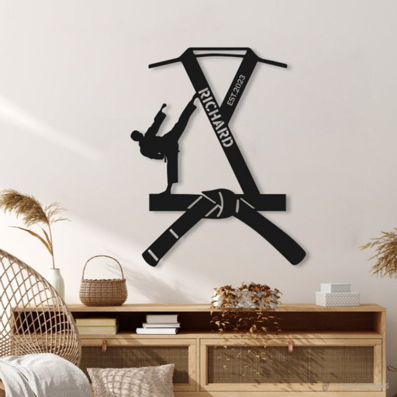 Personalized Karate Black Belt and Shirt Metal Badge – Custom Martial Arts Wall or Shelf Display with LED Light, Unique Gift for Karate Students, Instructors, and Martial Arts Enthusiasts 63702016 - DiyGiftly
