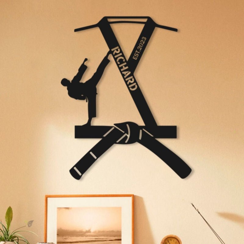 Personalized Karate Black Belt and Shirt Metal Badge – Custom Martial Arts Wall or Shelf Display with LED Light, Unique Gift for Karate Students, Instructors, and Martial Arts Enthusiasts 63702016 - DiyGiftly