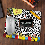 Personalized Leopard Pencil Apple Teacher Inspiration Non - slip Mouse Pad with Name Appreciation Back to School Gift for Teacher 65155584 - DiyGiftly