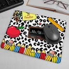 Personalized Leopard Pencil Apple Teacher Inspiration Non - slip Mouse Pad with Name Appreciation Back to School Gift for Teacher 65155584 - DiyGiftly