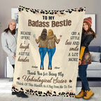 Personalized Leopard Print 2 - 4 Cartoon Characters Soft Throw Blanket with Name Home Decor Birthday Gift for Sisters Besties 64709632 - DiyGiftly