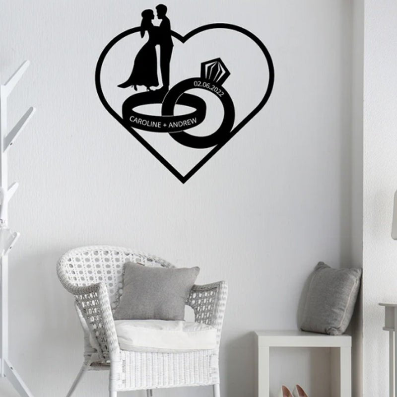 Personalized Love Ring Wedding Metal Sign – Custom Couple Name Engagement Plaque, Romantic Anniversary Wall Art, Rustic Bridal Shower Gift Decoration 76787200 - DiyGiftly