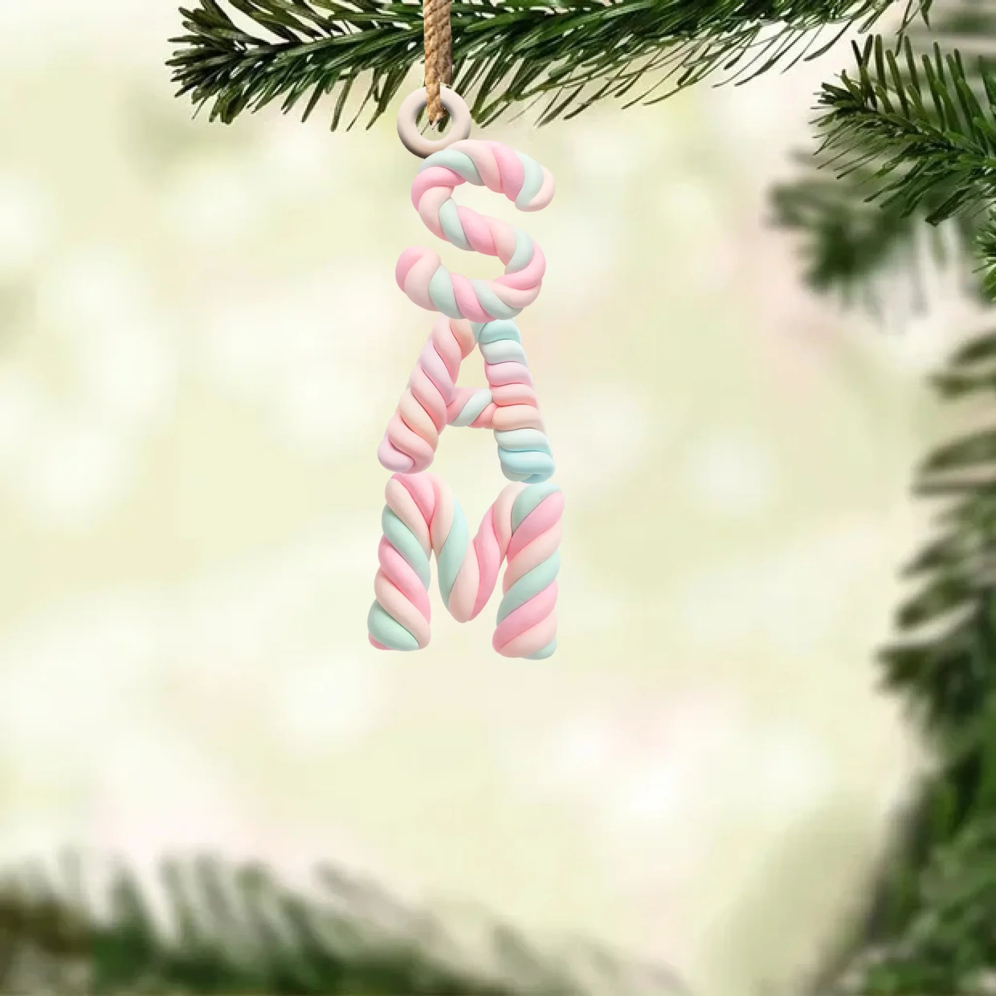 Personalized Marshmallow Initial Wooden Ornament – Christmas & Birthday Gifts for Mom, Dad, and Children 1047146 - DiyGiftly