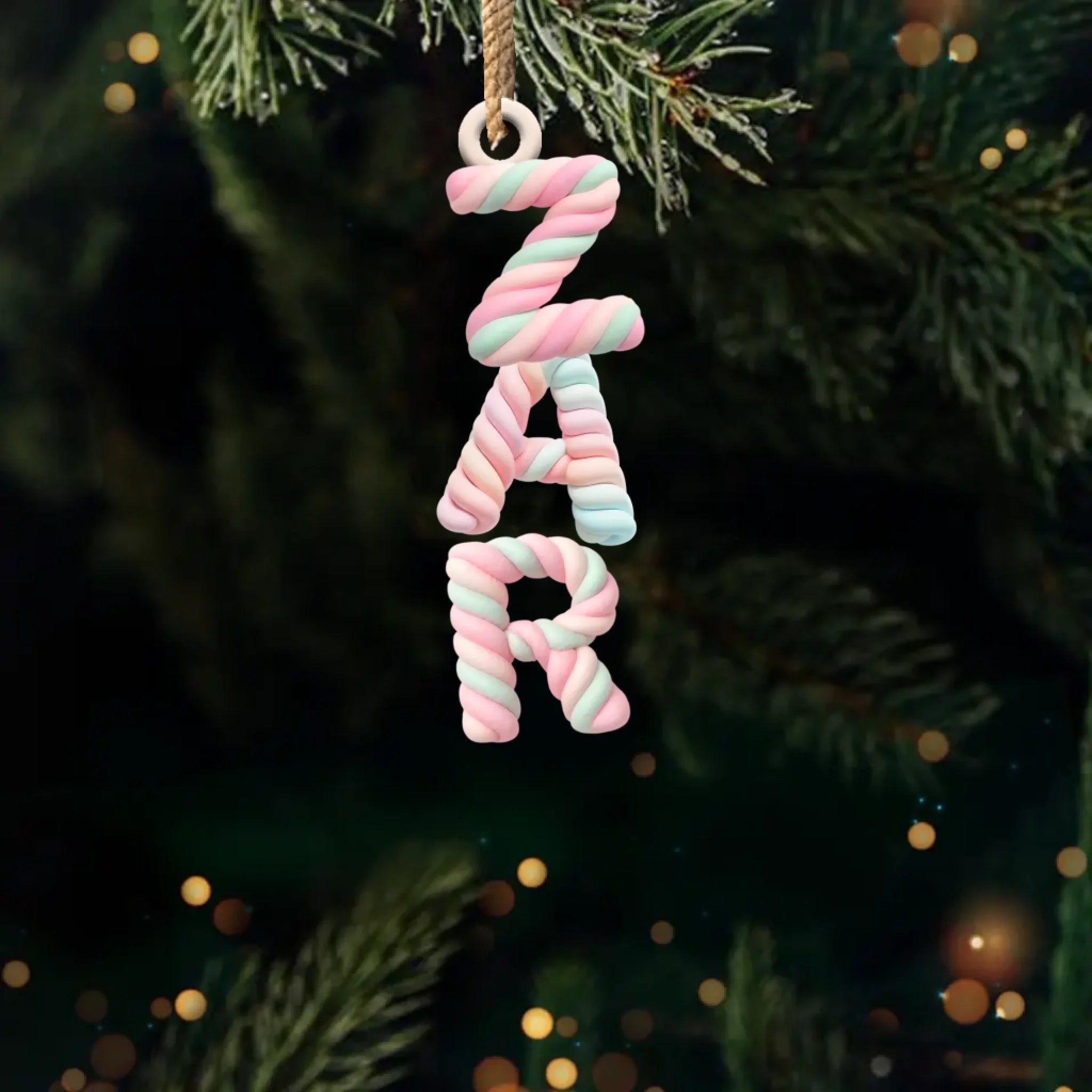 Personalized Marshmallow Initial Wooden Ornament – Christmas & Birthday Gifts for Mom, Dad, and Children 1047146 - DiyGiftly