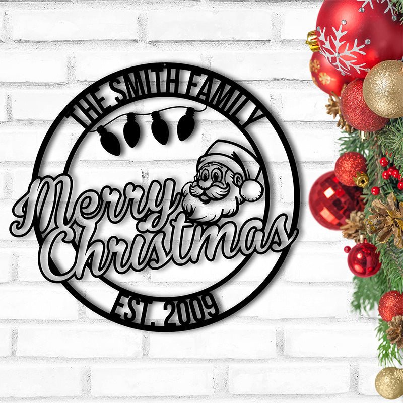 Personalized Merry Christmas Family Metal Sign – Custom Holiday Wall Decor for Home, Living Room, Porch, Entryway, or Christmas Gift 123392 - DiyGiftly