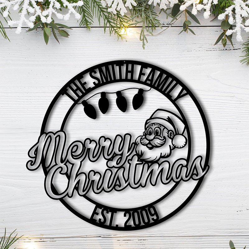 Personalized Merry Christmas Family Metal Sign – Custom Holiday Wall Decor for Home, Living Room, Porch, Entryway, or Christmas Gift 123392 - DiyGiftly