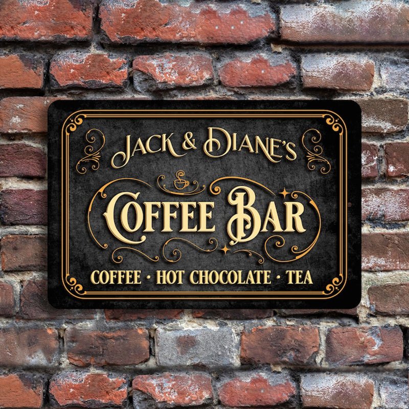 Personalized Metal Coffee Bar Sign – Custom Name Wall Art, Kitchen, Home Coffee Station, Coffee Lover Gift, Housewarming Present, Rustic Metal Wall Decoration 77337856 - DiyGiftly