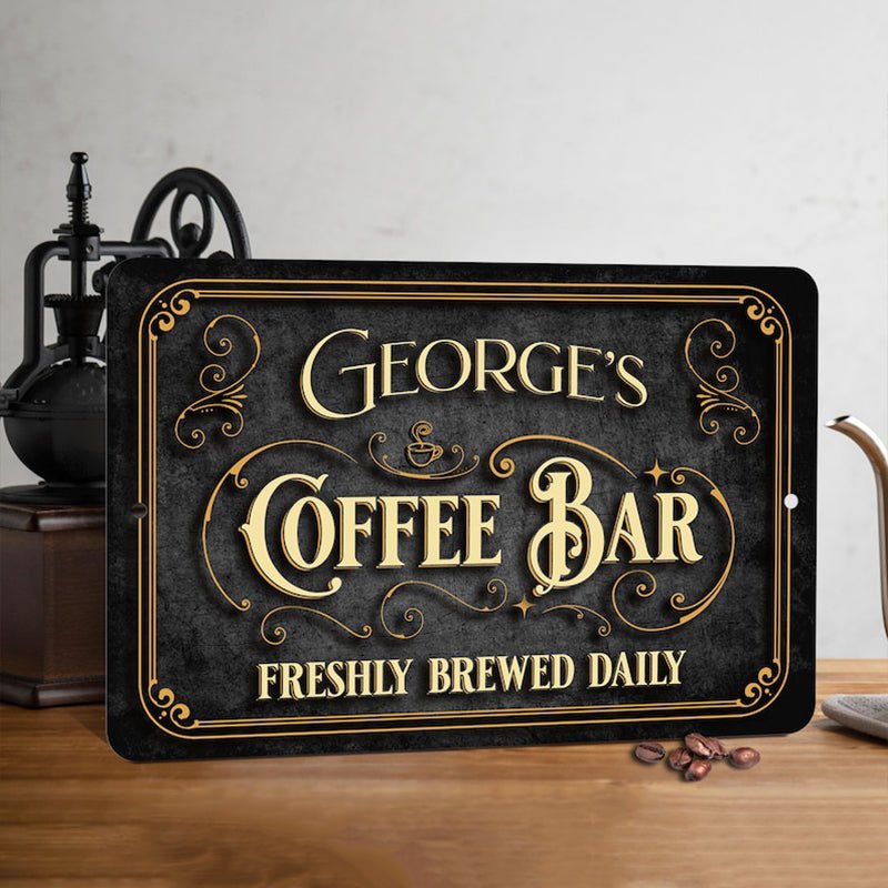 Personalized Metal Coffee Bar Sign – Custom Name Wall Art, Kitchen, Home Coffee Station, Coffee Lover Gift, Housewarming Present, Rustic Metal Wall Decoration 77337856 - DiyGiftly