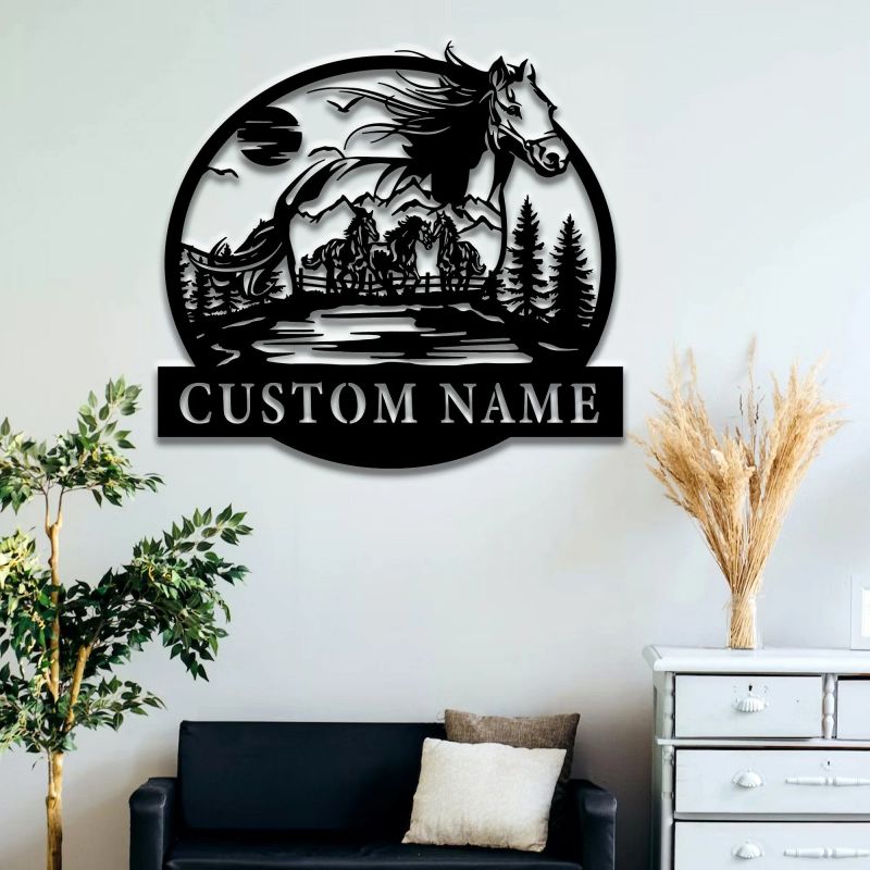 Personalized Metal Horse Name Tag – Custom Stable Plate, Barn Door Sign, Equestrian Gift, or Farmhouse Animal Decoration 2708864 - DiyGiftly