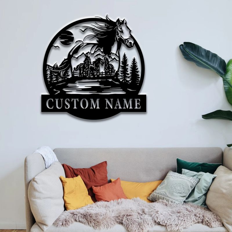 Personalized Metal Horse Name Tag – Custom Stable Plate, Barn Door Sign, Equestrian Gift, or Farmhouse Animal Decoration 2708864 - DiyGiftly