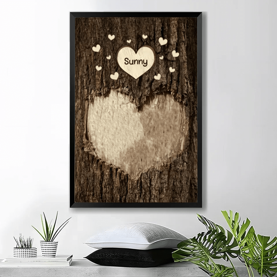 mom dad grandma grandpa heart on trunk family tree artwork canvas christmas gift
