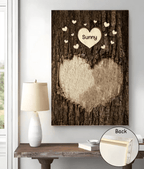 canvas with personalized names mom dad grandma grandpa heart on trunk christmas gift