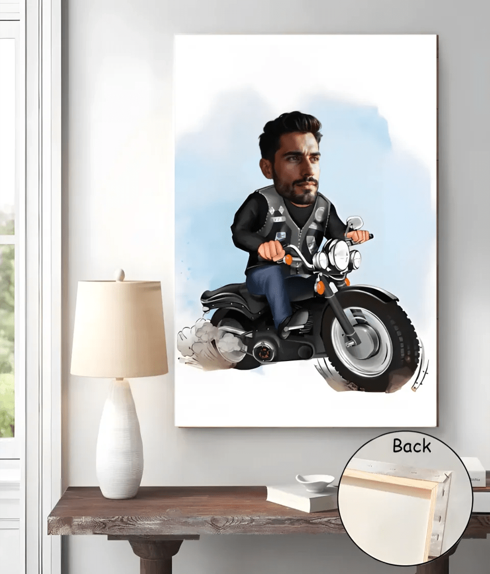Personalized Motorcyclist Cartoon Portrait, Motorcyclist Portrait, Gift for Motorcyclist, Motorcyclist Caricature, Caricature from Photo 741847 - 741848 - DiyGiftly