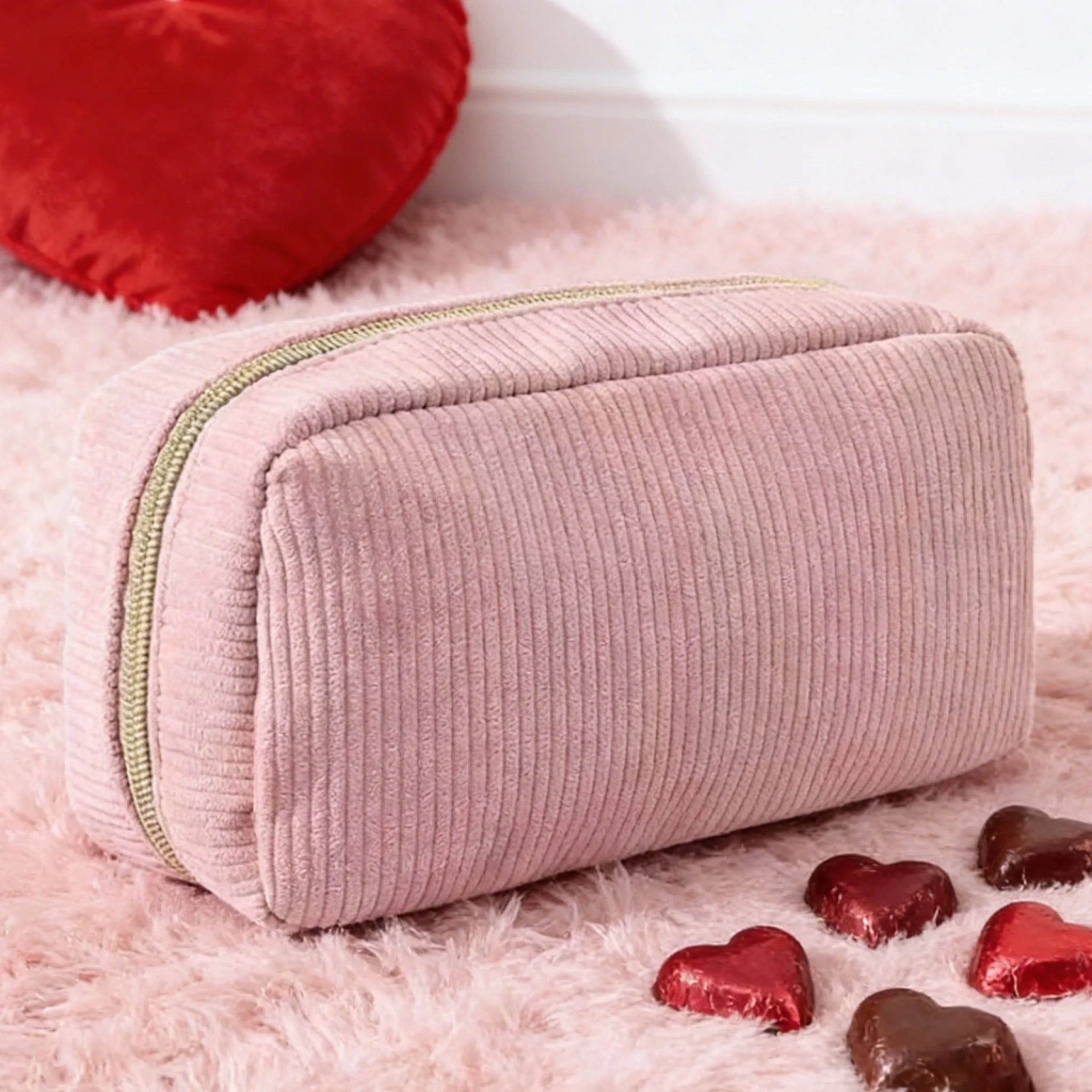 Personalized Multicolor Corduroy Makeup Toiletry Bag with Embroidered Name - Custom Name Cosmetic Bag, Daily Use Organizer Pouch, Birthday Wedding Gift for Women, Bridesmaid Gift, Travel Makeup Bag 1081585 - DiyGiftly