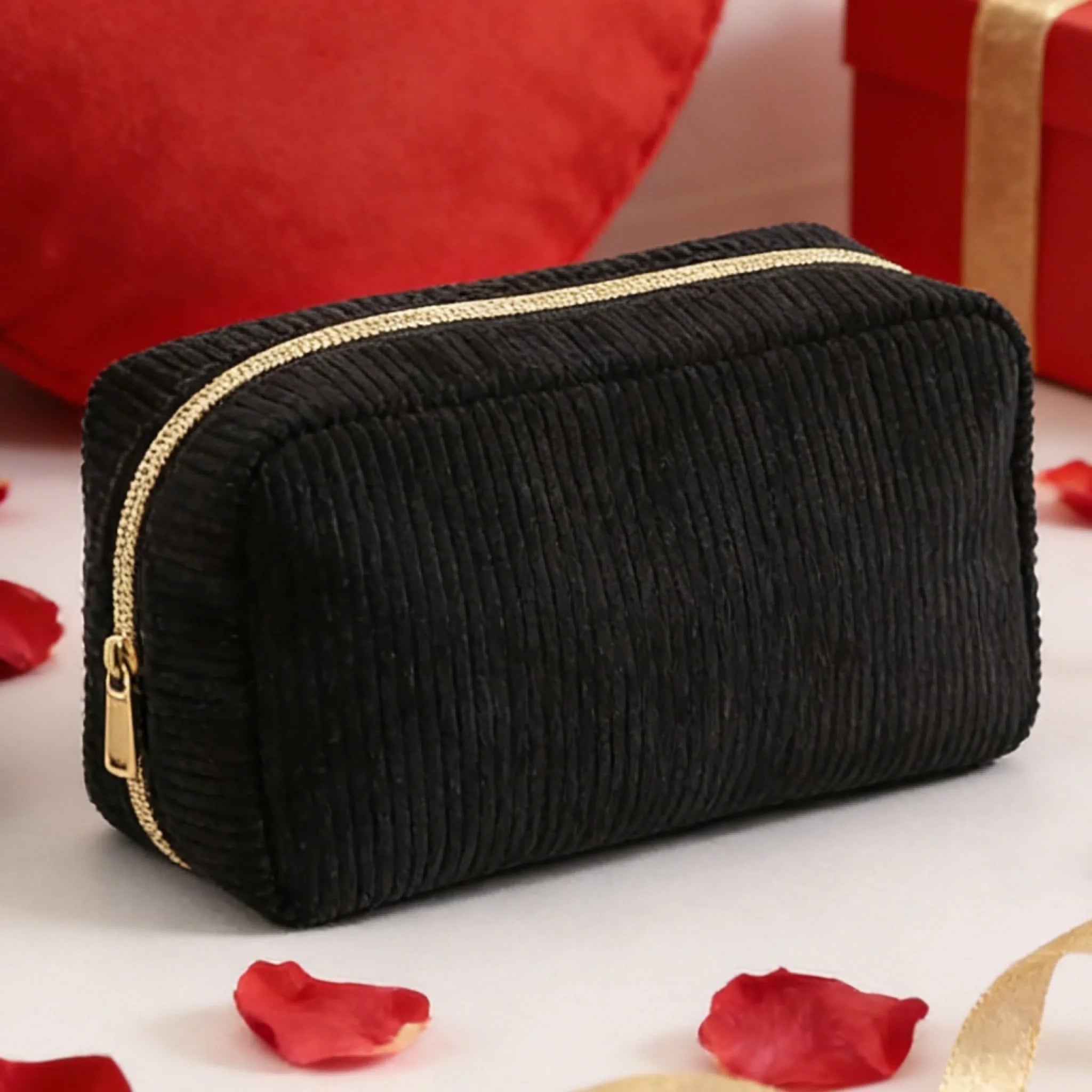 Personalized Multicolor Corduroy Makeup Toiletry Bag with Embroidered Name - Custom Name Cosmetic Bag, Daily Use Organizer Pouch, Birthday Wedding Gift for Women, Bridesmaid Gift, Travel Makeup Bag 1081585 - DiyGiftly