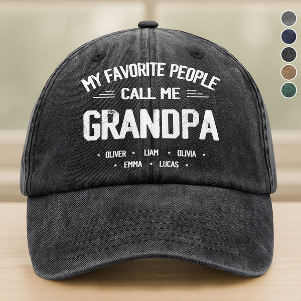 Personalized "My Favorite People Call Me Daddy" Vintage Washed Denim Baseball Cap – Custom Dad Hat Gift for Father’s Day, Birthday, Grandpa, Husband 61346304 - DiyGiftly