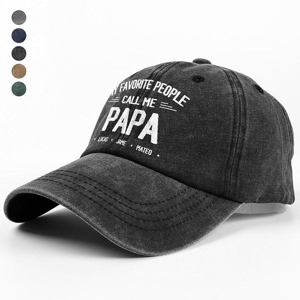 Personalized "My Favorite People Call Me Daddy" Vintage Washed Denim Baseball Cap – Custom Dad Hat Gift for Father’s Day, Birthday, Grandpa, Husband 61346304 - DiyGiftly