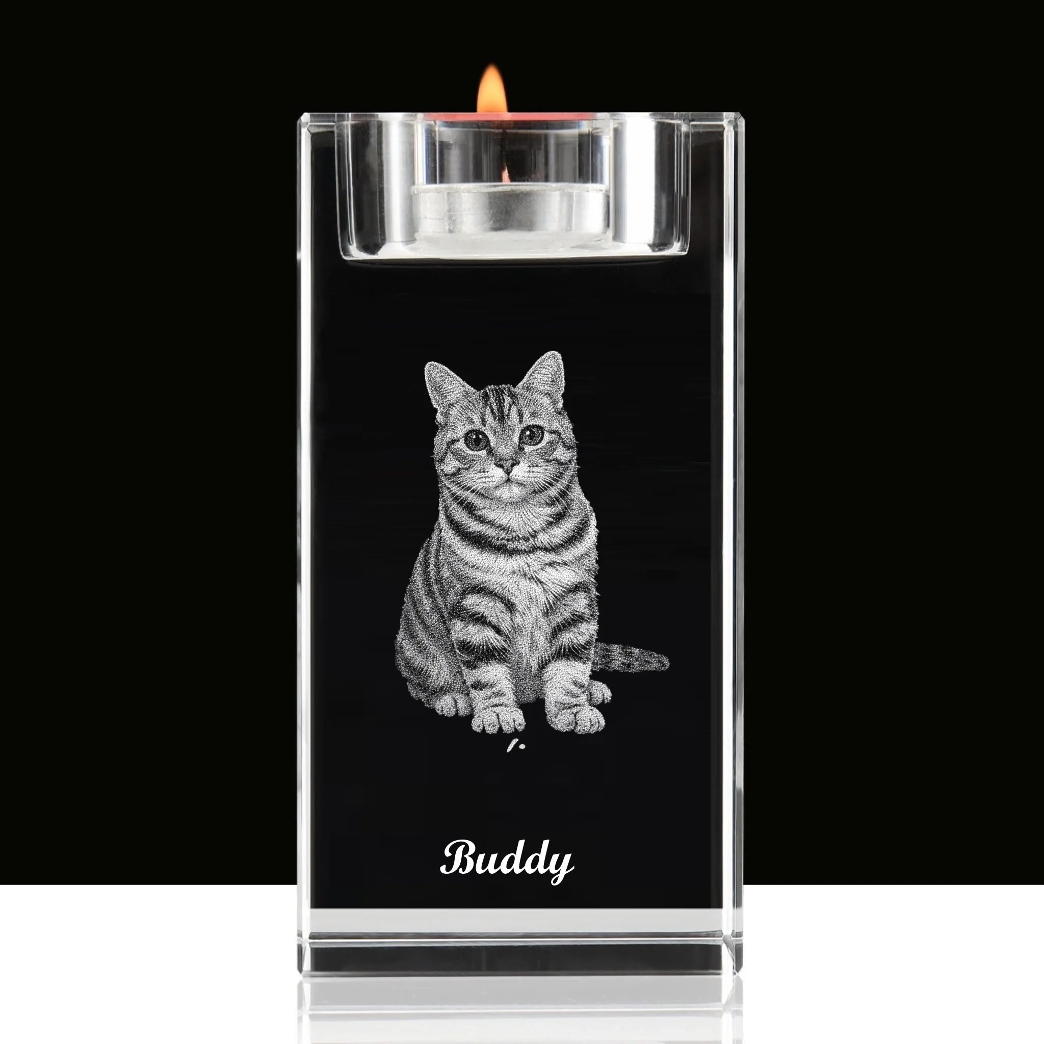 Custom Photo and Name 3D Crystal Candle Holder Inner Laser Engraving