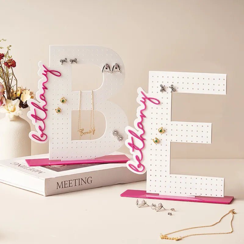 gifts for wife Heartfelt Surprise - Unique Memento - Name Acrylic Earring Holder Custom Jewelry Display Organizer Gift for He