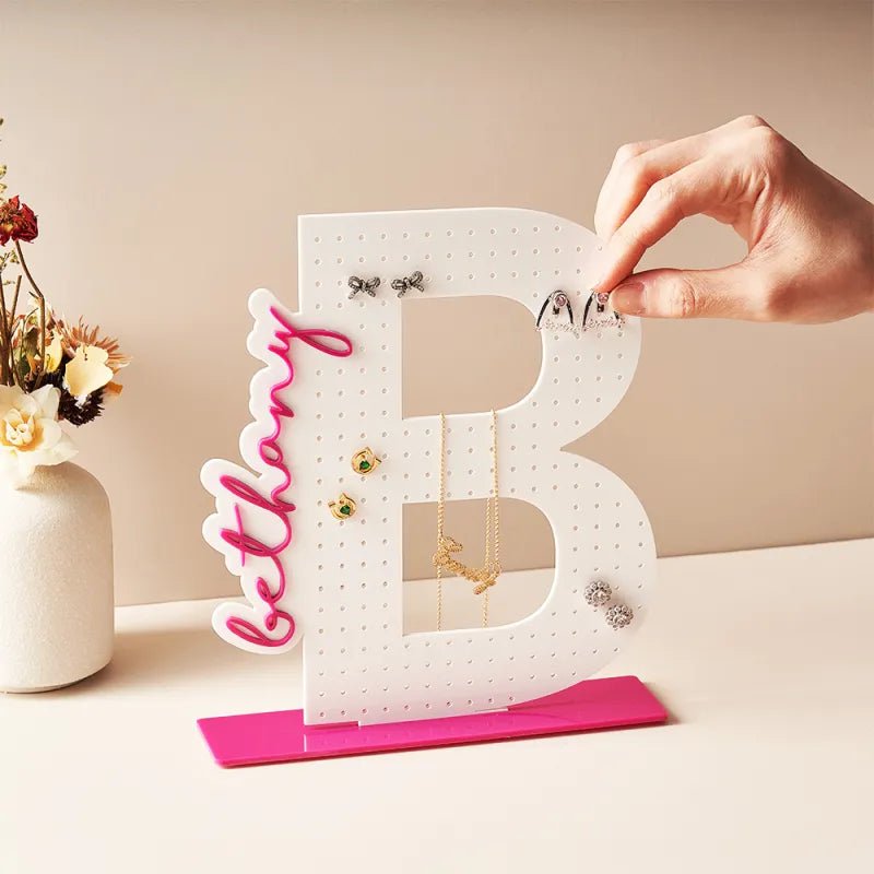 gifts for wife Heartfelt Surprise - Unique Memento - Name Acrylic Earring Holder Custom Jewelry Display Organizer Gift for He