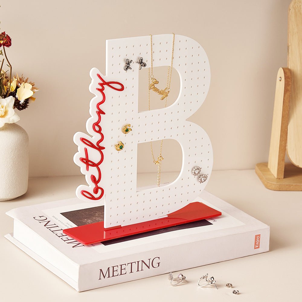 gifts for wife Heartfelt Surprise - Unique Memento - Name Acrylic Earring Holder Custom Jewelry Display Organizer Gift for He