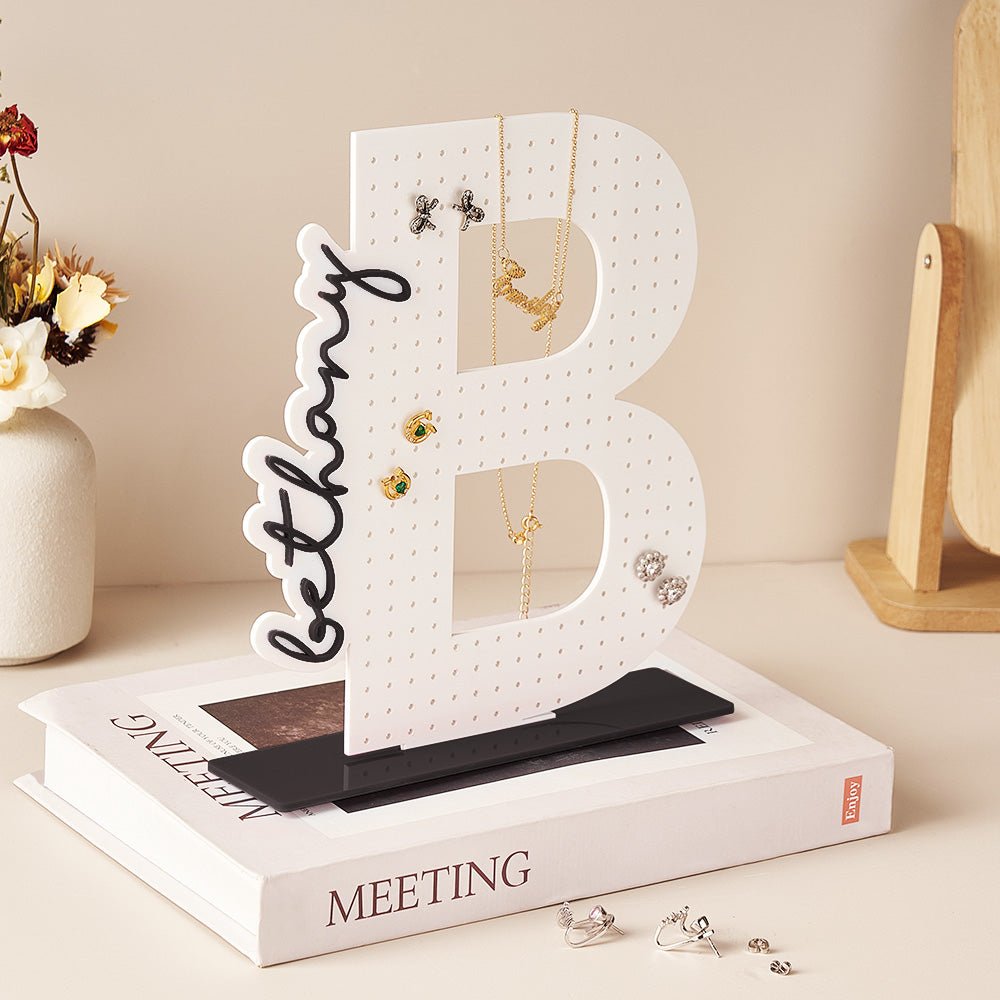 gifts for wife Heartfelt Surprise - Unique Memento - Name Acrylic Earring Holder Custom Jewelry Display Organizer Gift for He