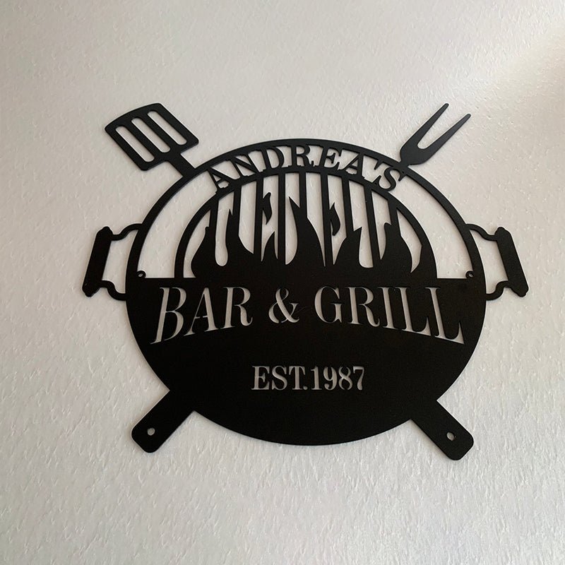 Personalized Name Barbecue Metal Sign Custom BBQ Grill Wall Art Outdoor Cooking Decoration Gift 03214080 - DiyGiftly