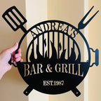 Personalized Name Barbecue Metal Sign Custom BBQ Grill Wall Art Outdoor Cooking Decoration Gift 03214080 - DiyGiftly