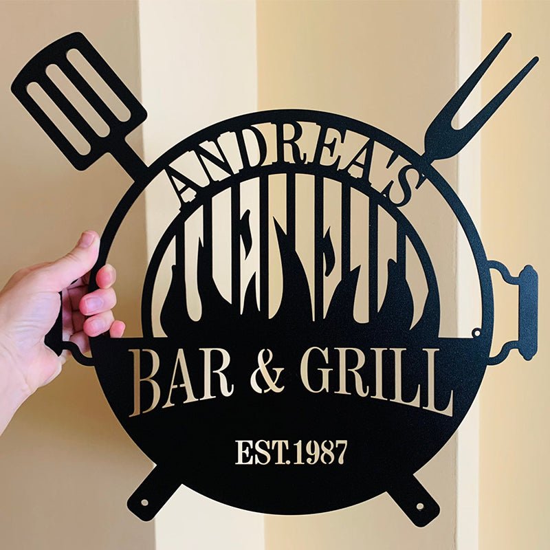 Personalized Name Barbecue Metal Sign Custom BBQ Grill Wall Art Outdoor Cooking Decoration Gift 03214080 - DiyGiftly