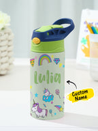 Personalized Name Cartoon Rainbow Unicorn Stainless Steel Tumbler – 350ML Insulated Cup with Custom Design - DiyGiftly