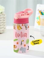Personalized Name Cartoon Zoo Animals Stainless Steel Tumbler – 350ML Insulated Cup with Custom Design - DiyGiftly