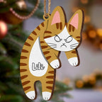Personalized Name Christmas Tree Wooden Ornament Hanging Cat Christmas Gifts - DiyGiftly
