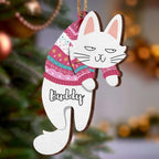 Personalized Name Christmas Tree Wooden Ornament Hanging Cat Christmas Gifts - DiyGiftly