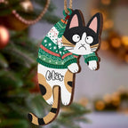 Personalized Name Christmas Tree Wooden Ornament Hanging Cat Christmas Gifts - DiyGiftly