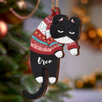 Personalized Name Christmas Tree Wooden Ornament Hanging Cat Christmas Gifts - DiyGiftly