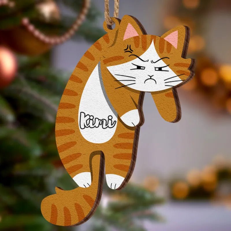 Personalized Name Christmas Tree Wooden Ornament Hanging Cat Christmas Gifts - DiyGiftly
