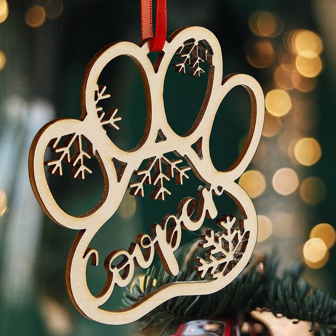 loss of dog gift ornament personalized name hanging keepsake detail view