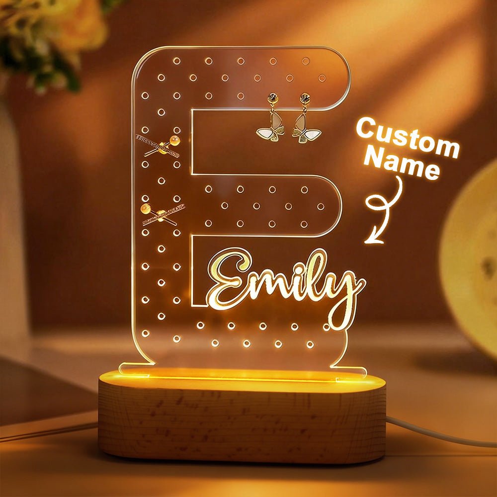 gifts for wife Heartfelt Surprise - Personalized Keepsake - Name Earring Holder Night Light Birthday Gift for Her Custom Earr
