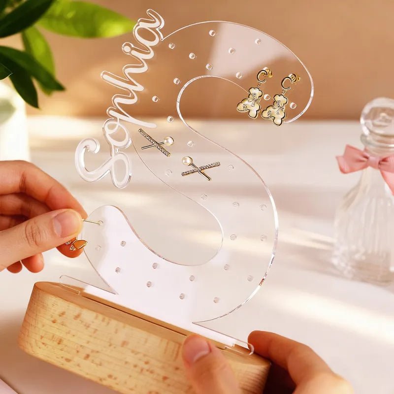 gifts for wife Heartfelt Surprise - Personalized Keepsake - Name Earring Holder Night Light Birthday Gift for Her Custom Earr