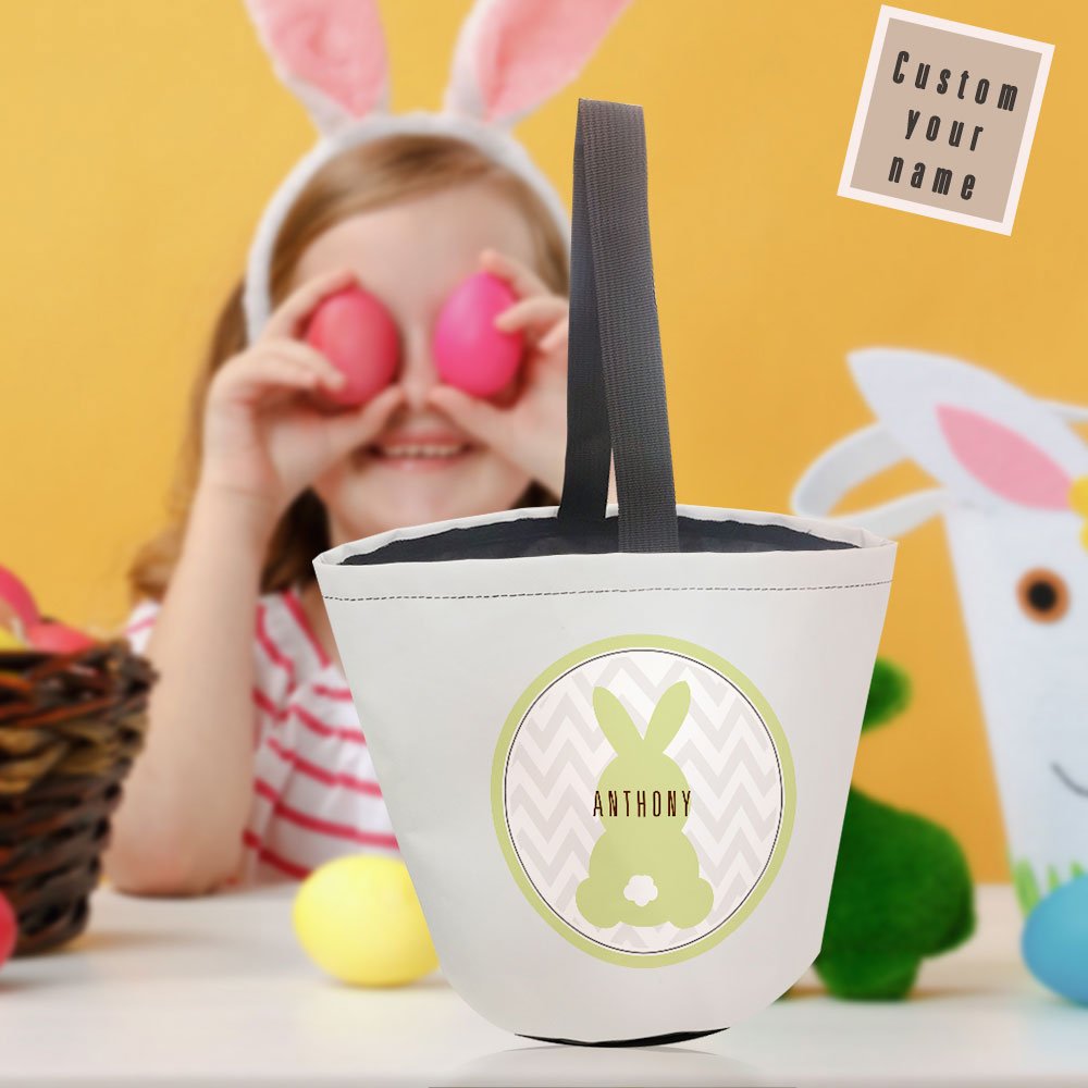 Personalized Name Easter Bunny Basket – Custom Easter Basket Tote Gift for Kids - DiyGiftly