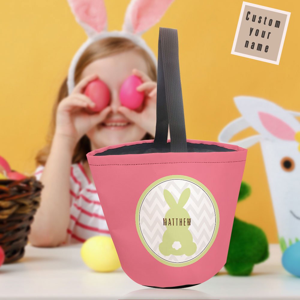Personalized Name Easter Bunny Basket – Custom Easter Basket Tote Gift for Kids - DiyGiftly