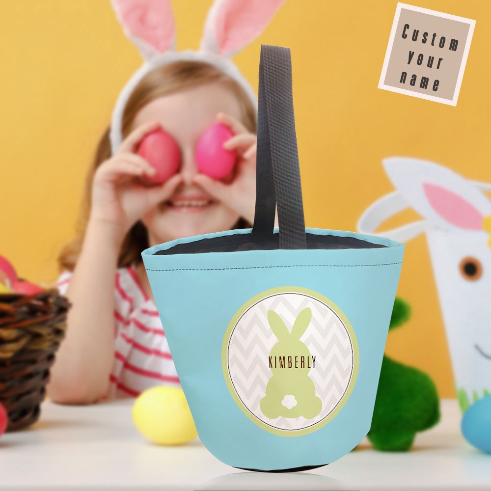 Personalized Name Easter Bunny Basket – Custom Easter Basket Tote Gift for Kids - DiyGiftly