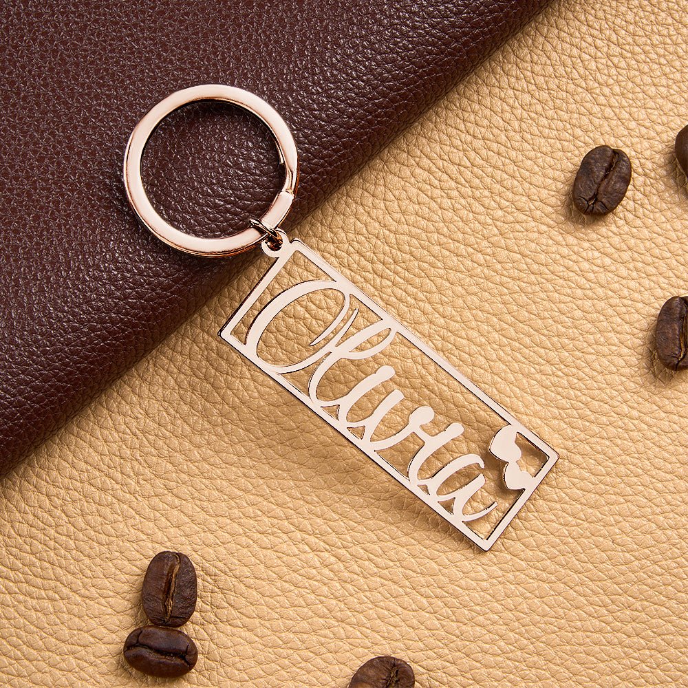 Personalized Name Keychain with Heart Engraved Text Keychain Birthday Gift Anniversary Gift Valentine's Day Gift for Him - DiyGiftly