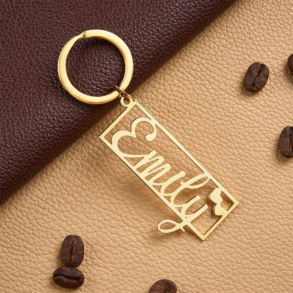 Personalized Name Keychain with Heart Engraved Text Keychain Birthday Gift Anniversary Gift Valentine's Day Gift for Him - DiyGiftly