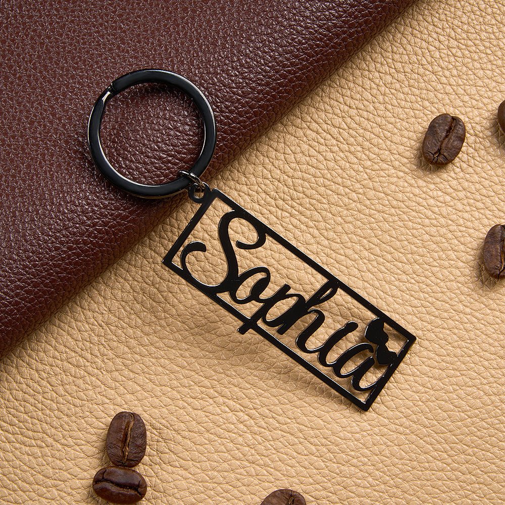 Personalized Name Keychain with Heart Engraved Text Keychain Birthday Gift Anniversary Gift Valentine's Day Gift for Him - DiyGiftly