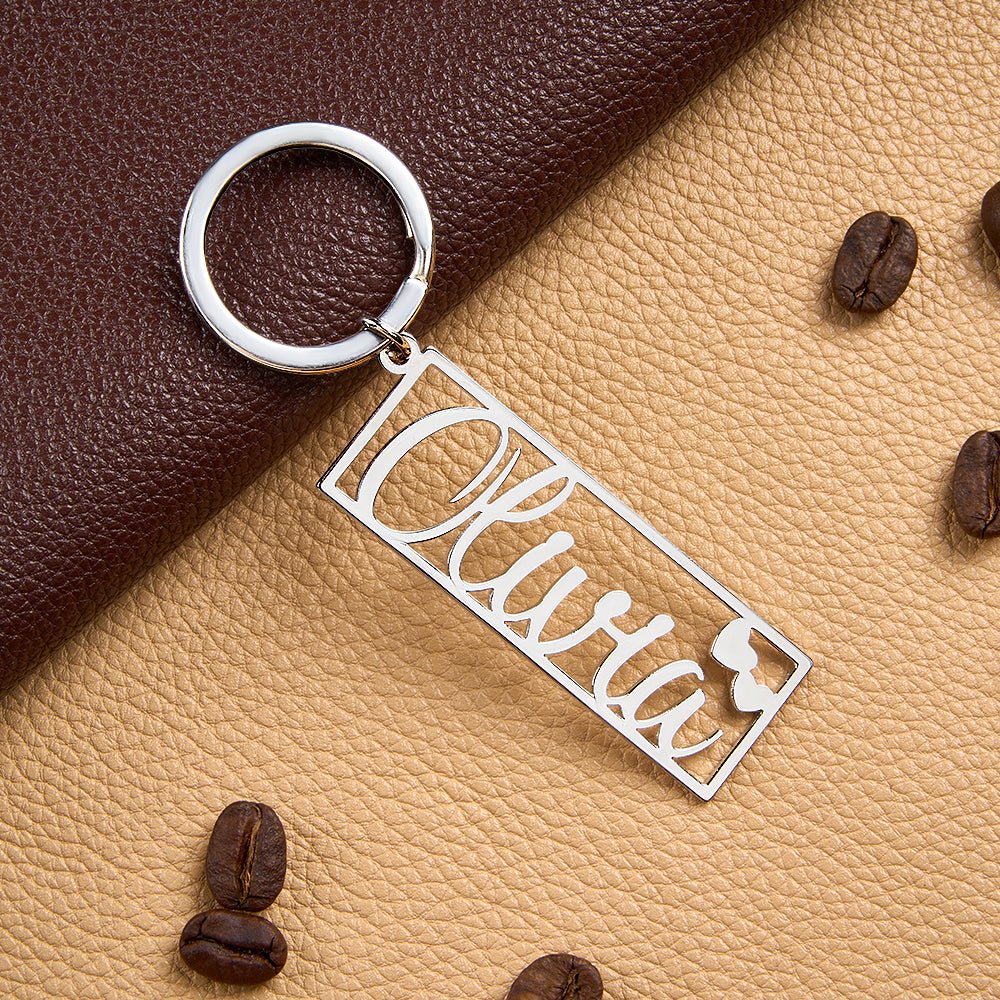 Personalized Name Keychain with Heart Engraved Text Keychain Birthday Gift Anniversary Gift Valentine's Day Gift for Him - DiyGiftly