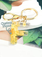 Personalized Name Light Yellow Dried Flower Letter Keychain – Custom Alphabet Bag Charm - DiyGiftly