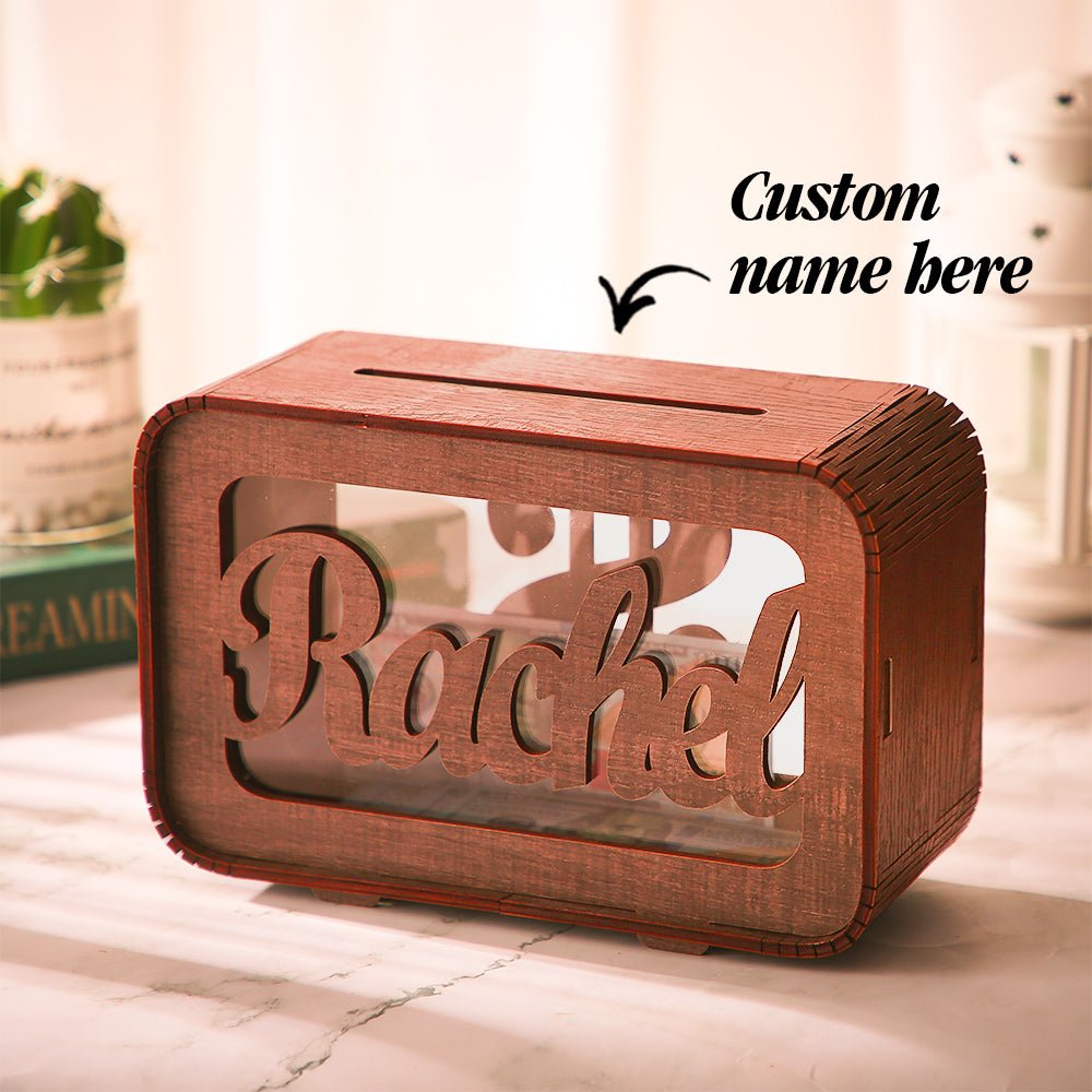 Personalized Name Money Bank Wood Piggy Banks - DiyGiftly